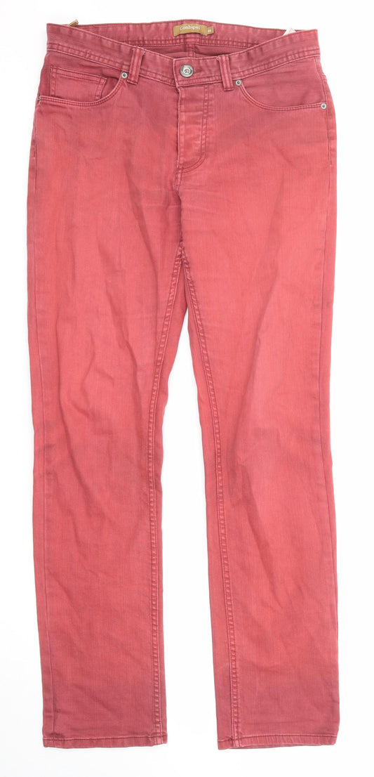 Preloved Conbipel Womens Red Cotton Straight Jeans Size 32 in Regular Zip - Front