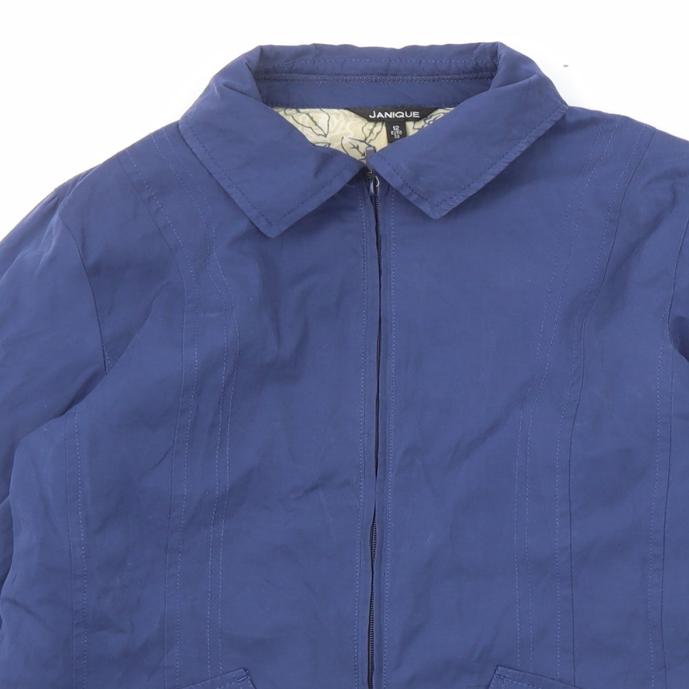 Janique Womens Blue Jacket Size 12 Button