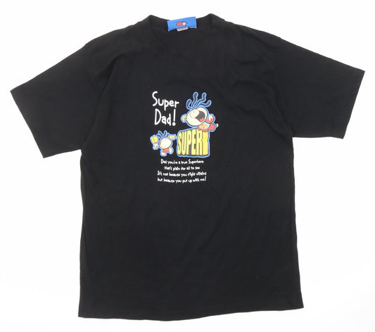 Bubblegum Mens Black Polyester T-Shirt Size M Round Neck - Super Dad
