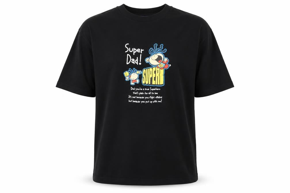 Bubblegum Mens Black Polyester T-Shirt Size M Round Neck - Super Dad