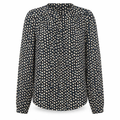 Marks & Spencer Womens Black Geometric Viscose Basic Blouse Size 6 Round Neck