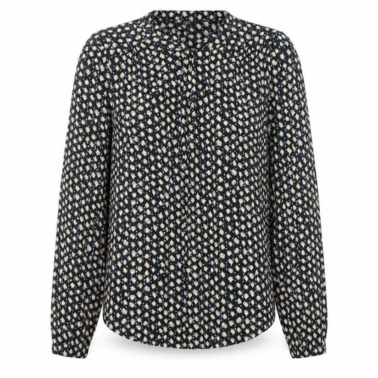 Marks and Spencer Womens Black Geometric Viscose Basic Blouse Size 6 Round Neck