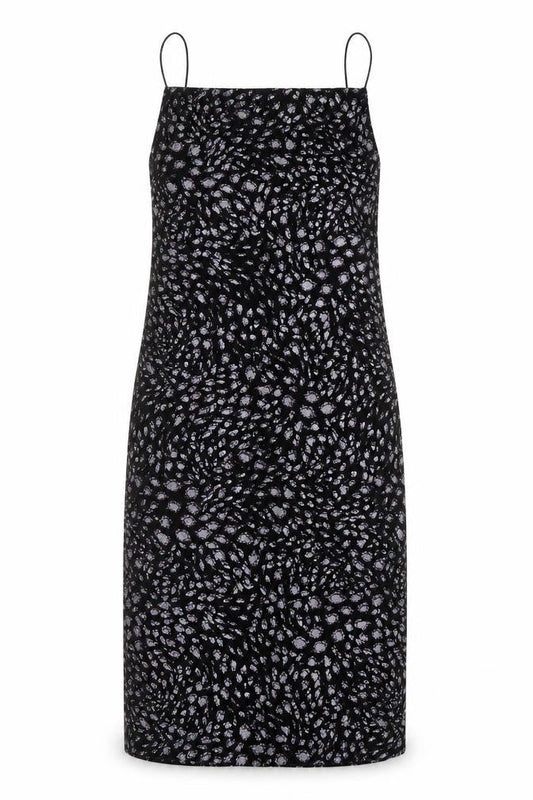 Topshop Womens Black Animal Print Polyester Slip Dress Size 10 Square Neck Pullover