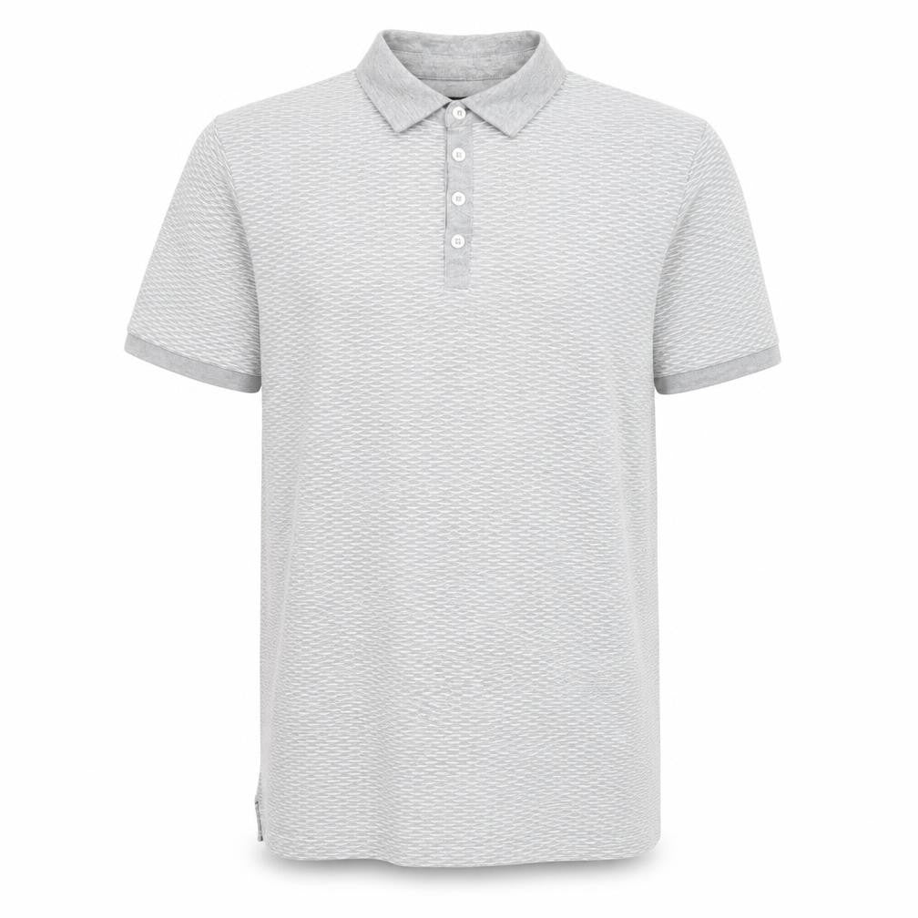 River Island Mens Grey Geometric Cotton Polo Size M Collared Button