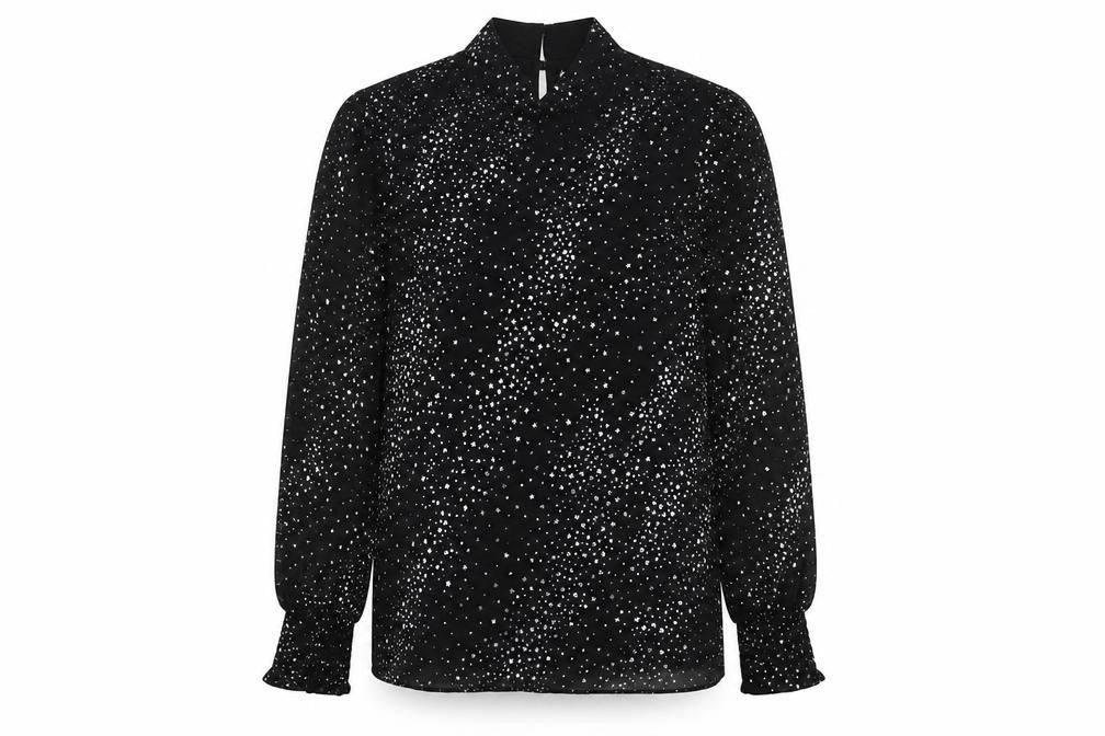 Oasis Womens Black Polyester Basic Blouse Size 6 Mock Neck