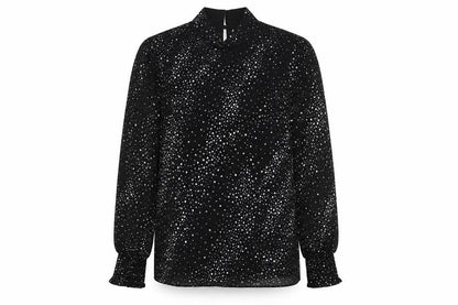 Oasis Womens Black Polyester Basic Blouse Size 6 Mock Neck
