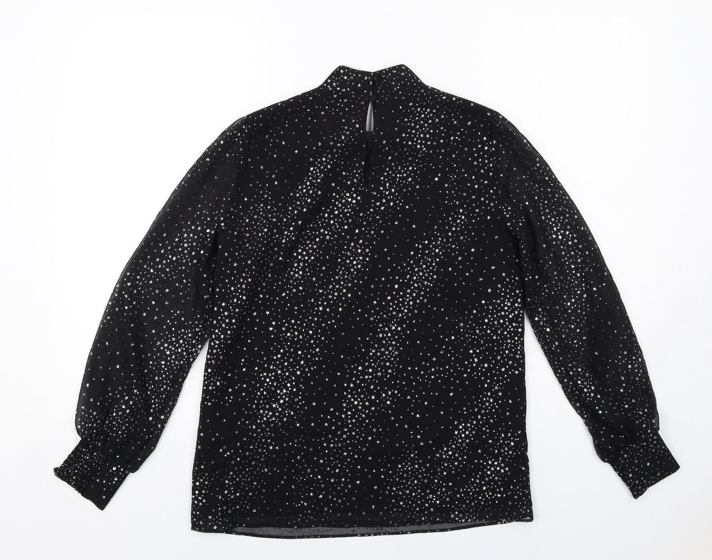 Oasis Womens Black Polyester Basic Blouse Size 6 Mock Neck