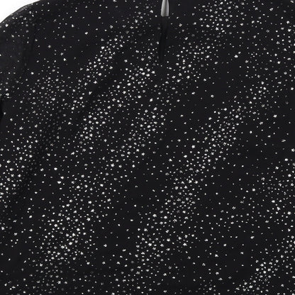 Oasis Womens Black Polyester Basic Blouse Size 6 Mock Neck