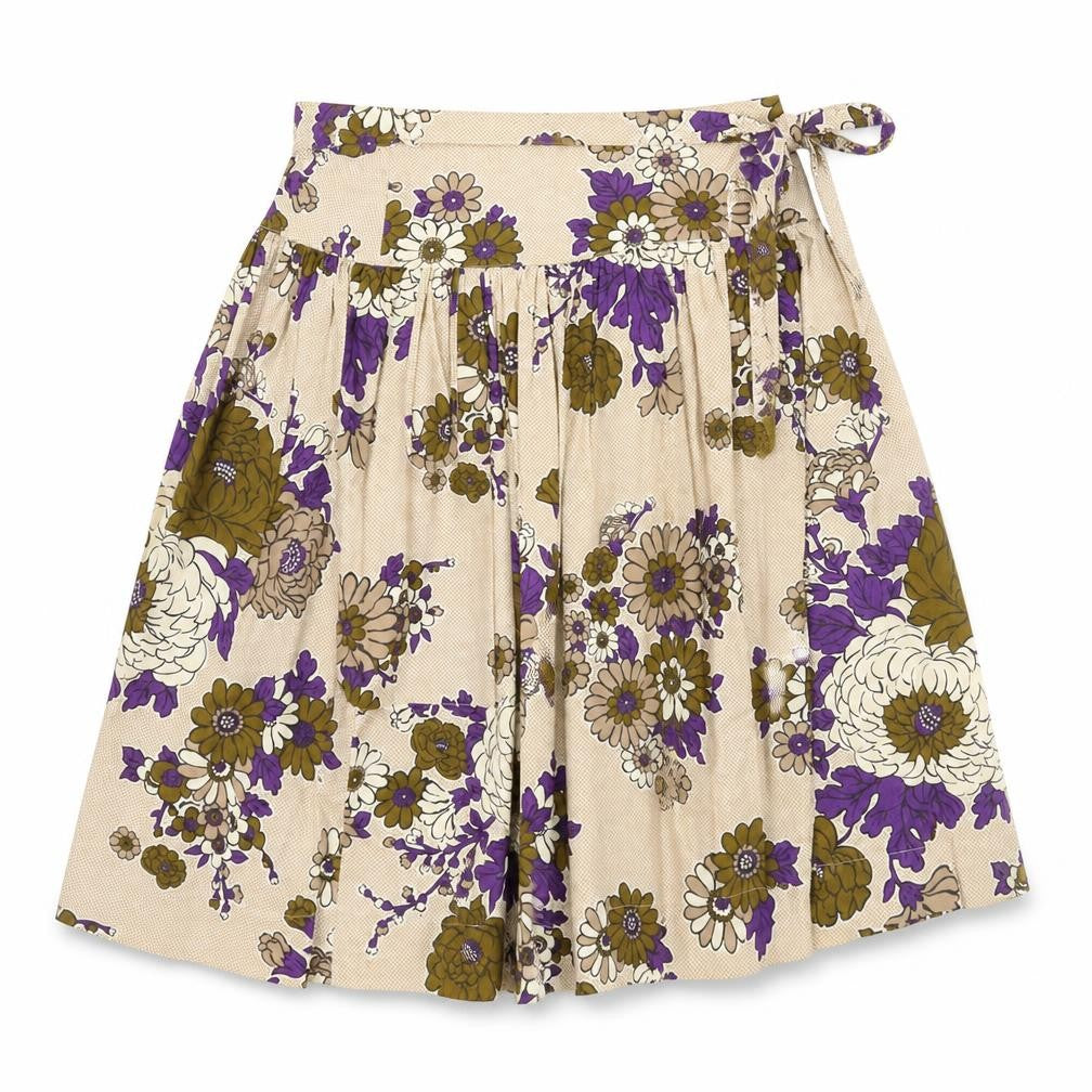 French Connection Womens Beige Floral Cotton Swing Skirt Size 6 Zip