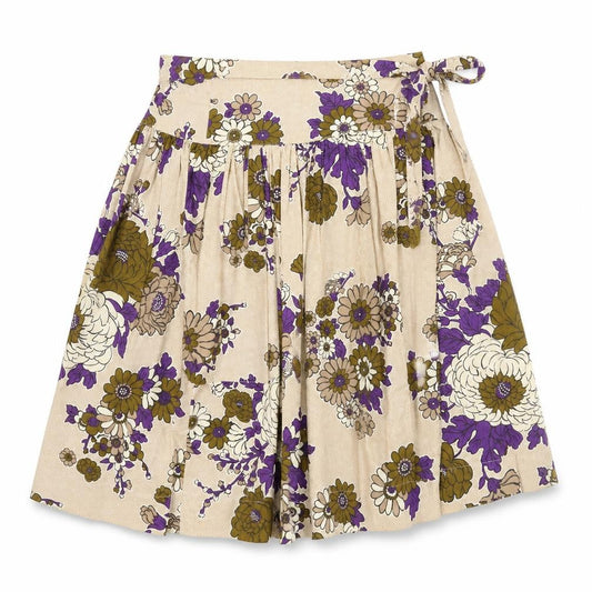 French Connection Womens Beige Floral Cotton Swing Skirt Size 6 Zip