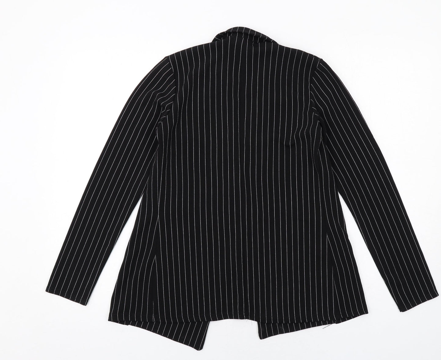 PRETTYLITTLETHING Womens Black Striped Jacket Blazer Size S