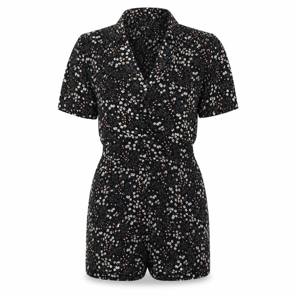 Oh My Days Womens Black Floral Viscose Playsuit One-Piece Size 8 Zip