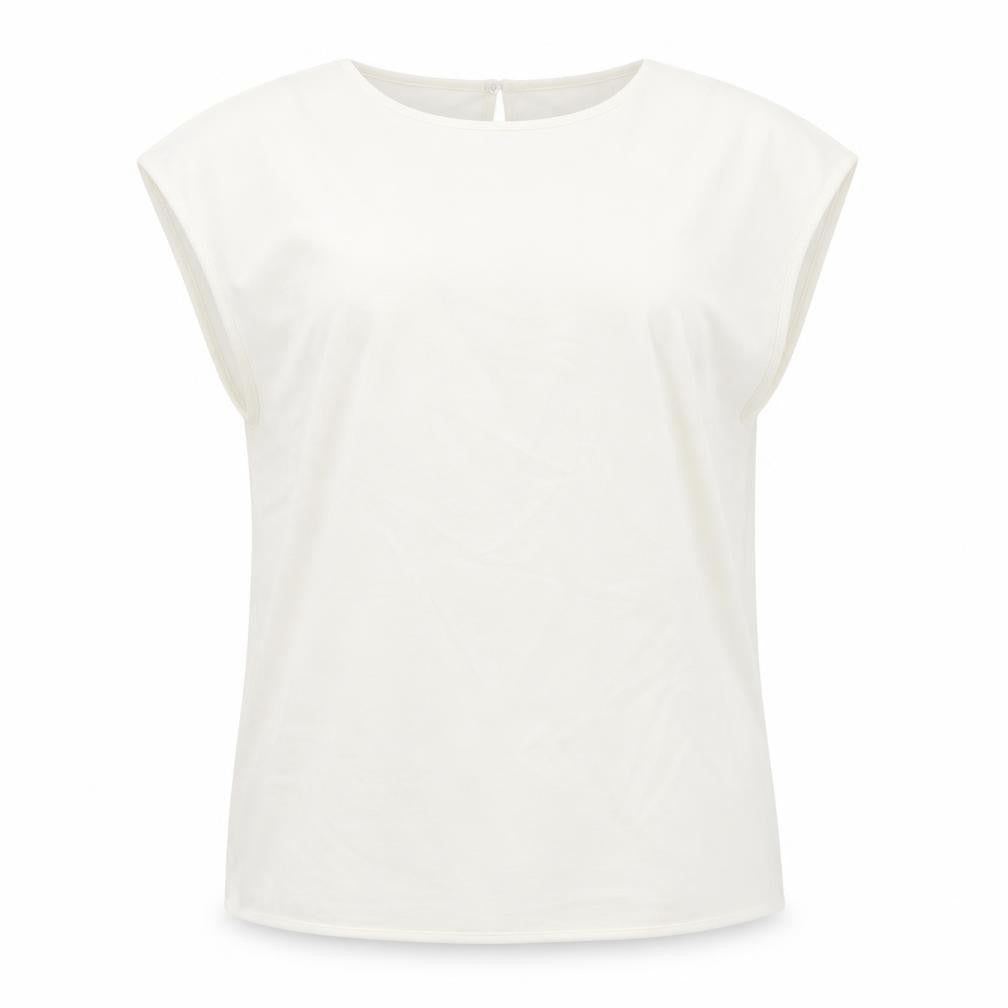 Warehouse Womens Ivory Polyester Basic T-Shirt Size 12 Round Neck