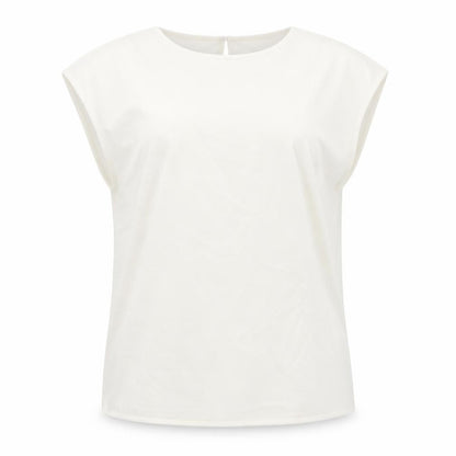 Warehouse Womens Ivory Polyester Basic T-Shirt Size 12 Round Neck