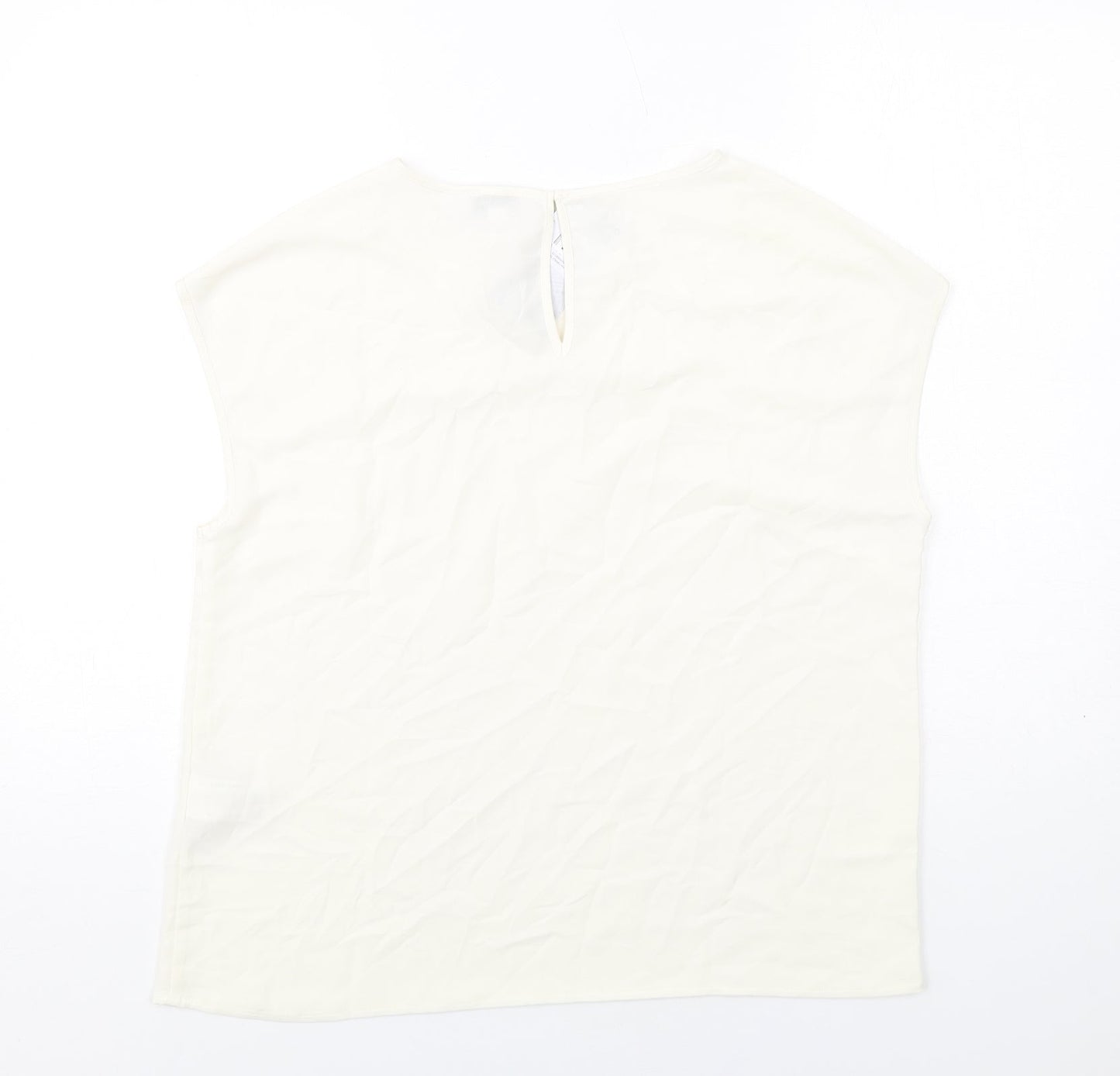 Warehouse Womens Ivory Polyester Basic T-Shirt Size 12 Round Neck