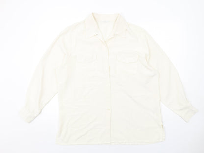 Marks & Spencer Womens Ivory Polyester Basic Button-Up Size 18 Collared