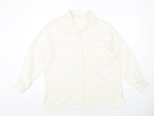 Marks and Spencer Womens Ivory Polyester Basic Button-Up Size 18 Collared