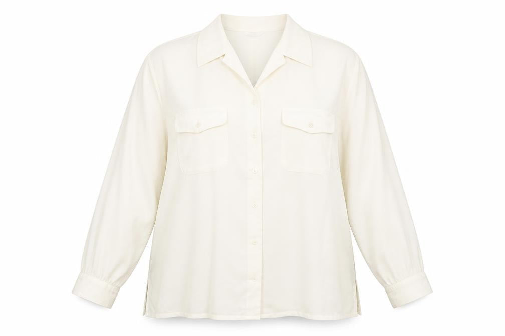 Marks & Spencer Womens Ivory Polyester Basic Button-Up Size 18 Collared