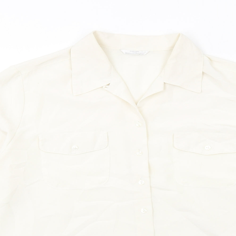 Marks and Spencer Womens Ivory Polyester Basic Button-Up Size 18 Collared
