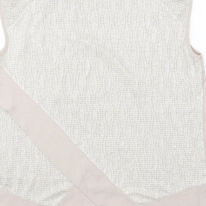 Oasis Womens Beige Polyester Basic Blouse Size M Round Neck