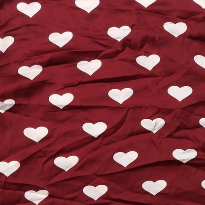 Vera & Lucy Womens Red Geometric Polyester Basic Blouse Size S Round Neck - Heart Pattern
