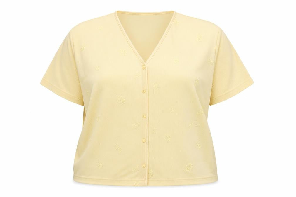 Isabelle Womens Yellow V-Neck Floral Polyester Cardigan Jumper Size XL