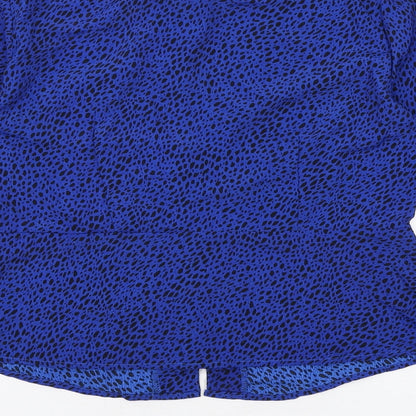 Brave Soul Womens Blue Geometric Polyester Basic Blouse Size M V-Neck