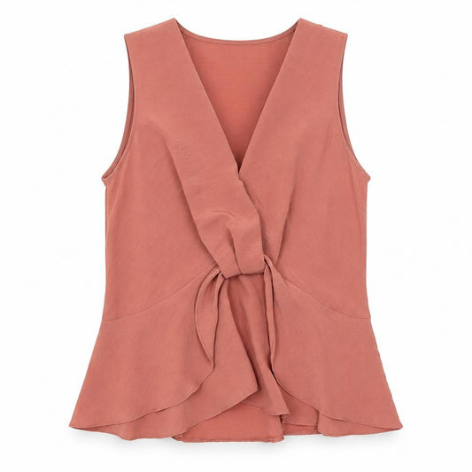 River Island Womens Pink Polyester Basic Blouse Size 10 V-Neck