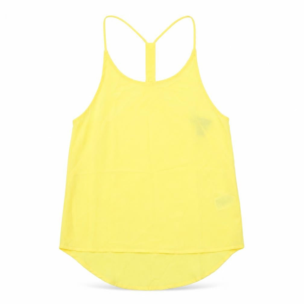H&M Womens Yellow Polyester Basic Tank Size 6 Round Neck