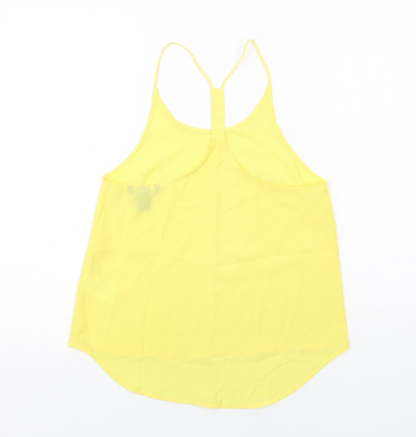 H&M Womens Yellow Polyester Basic Tank Size 6 Round Neck