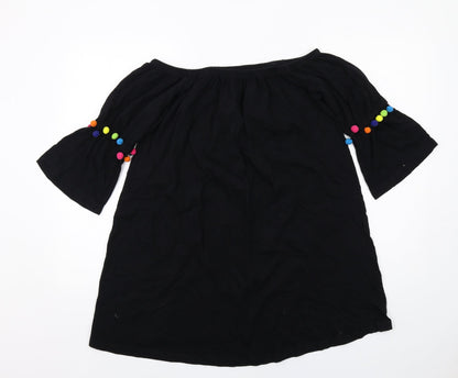Additional front view of ASOS women’s black cotton a-line, size UK 10, boat neck pullover