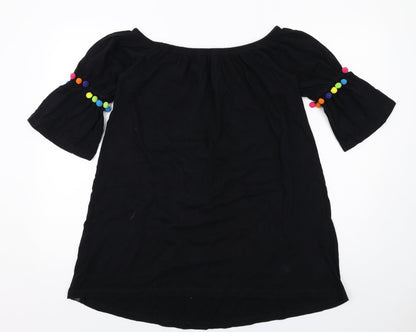 Back view of ASOS women’s black cotton a-line, size UK 10, boat neck pullover