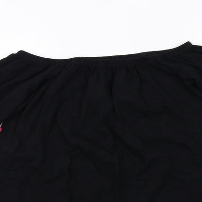 Close-up detail of ASOS women’s black cotton a-line, size UK 10, boat neck pullover