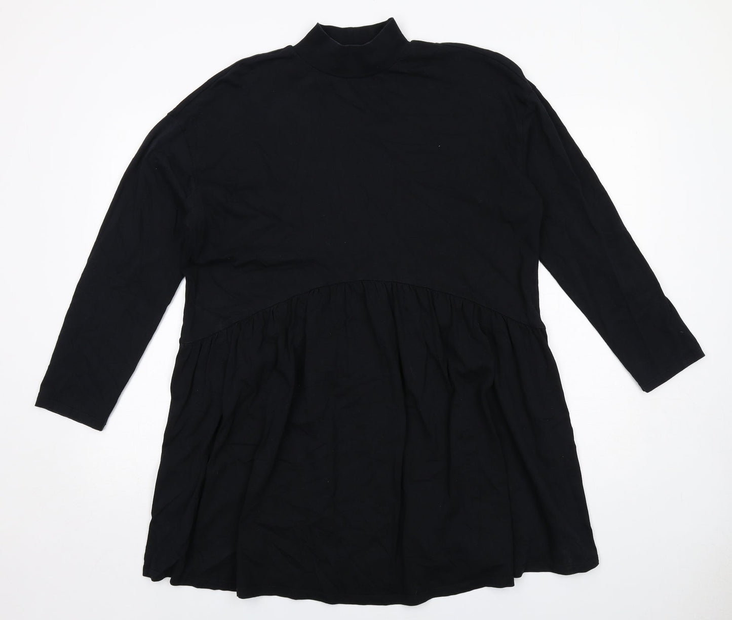 ASOS Womens Black Cotton Jumper Dress Size 12 Mock Neck Pullover