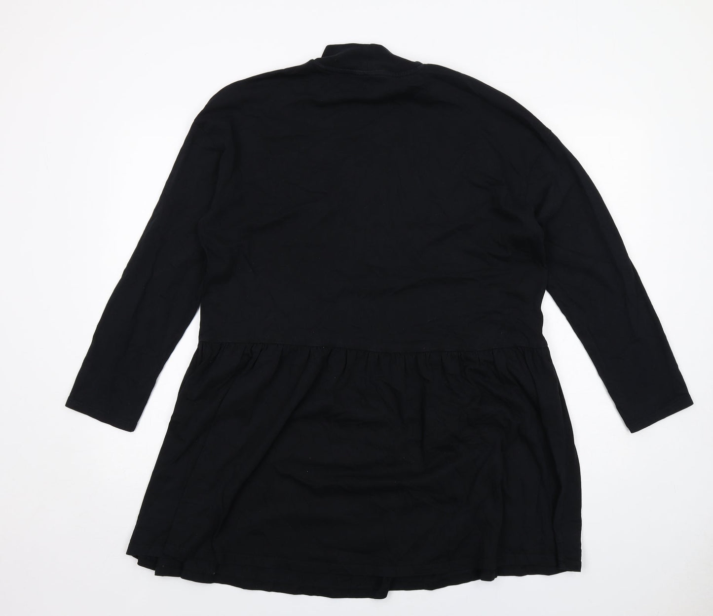 ASOS Womens Black Cotton Jumper Dress Size 12 Mock Neck Pullover