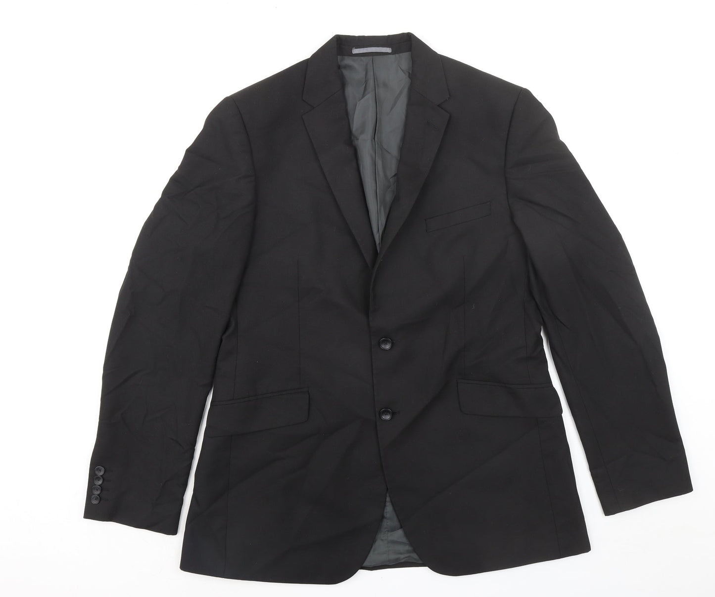 Marks and Spencer Mens Black Polyester Jacket Suit Jacket Size 42 Big & Tall
