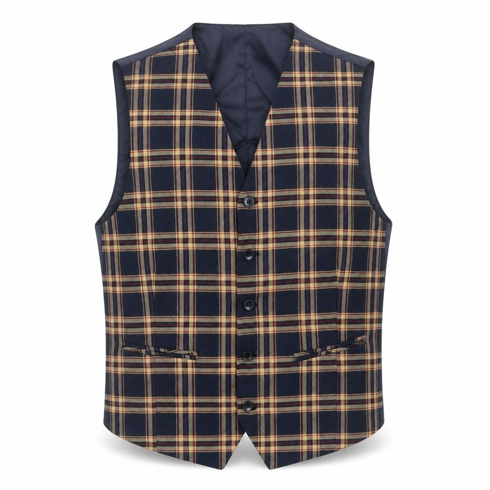 Boohoo Mens Blue Plaid Polyester Jacket Suit Waistcoat Size 38 Regular
