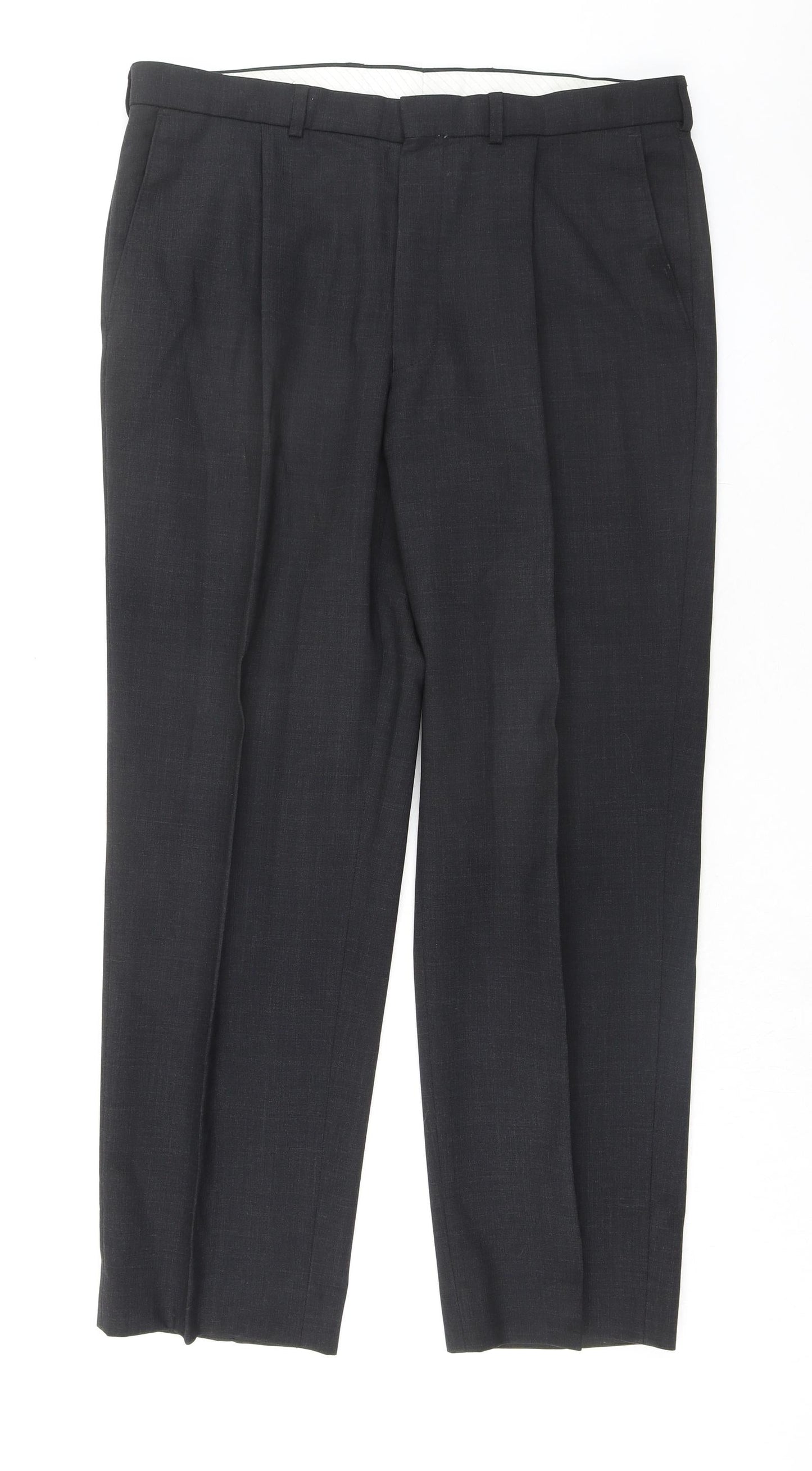 Marks and Spencer Mens Grey Polyester 2 Piece Suit Trousers Size 34 Regular