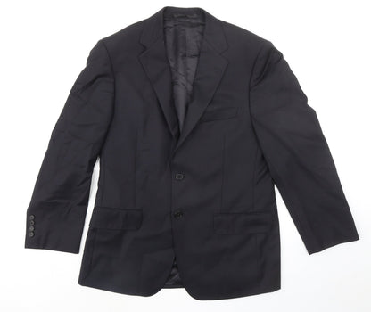 Additional front view of Autograph men’s black wool jacket suit jacket, size 38, regular