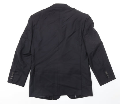 Back view of Autograph men’s black wool jacket suit jacket, size 38, regular