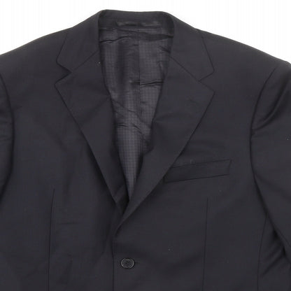 Close-up detail of Autograph men’s black wool jacket suit jacket, size 38, regular