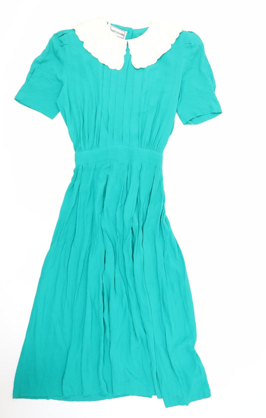 Karin Stevens Womens Green Rayon Maxi Size 6 Collared Zip