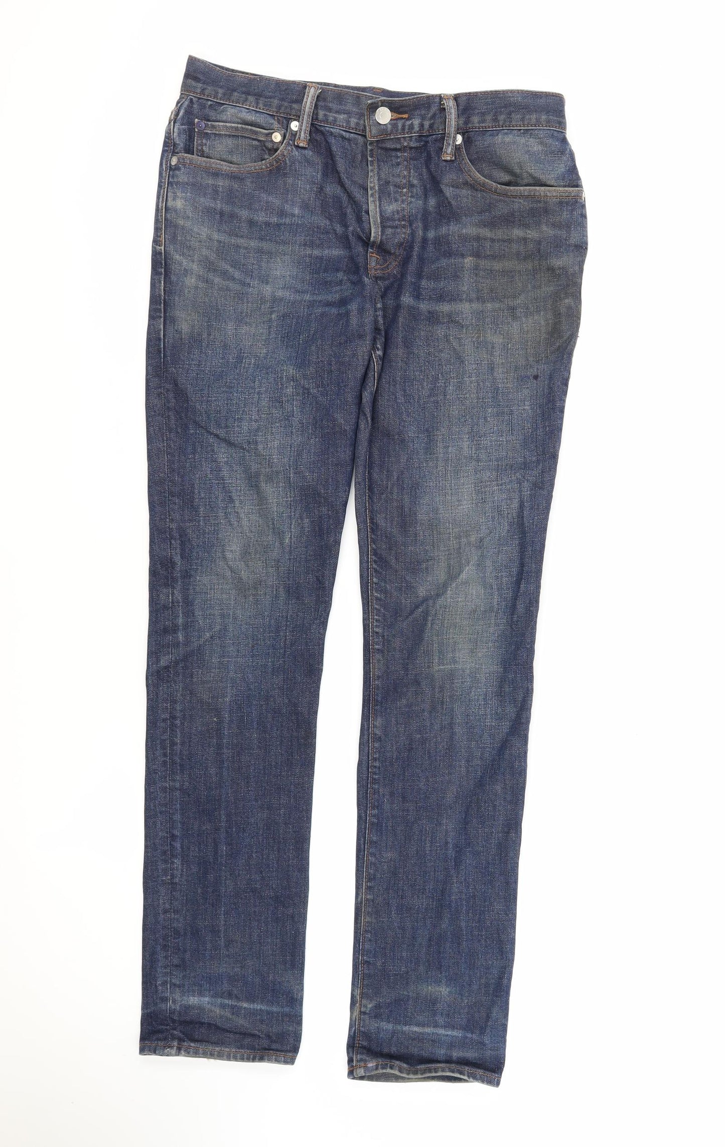 Gap Mens Blue Cotton Straight Jeans Size 32 in L31 in Regular Zip