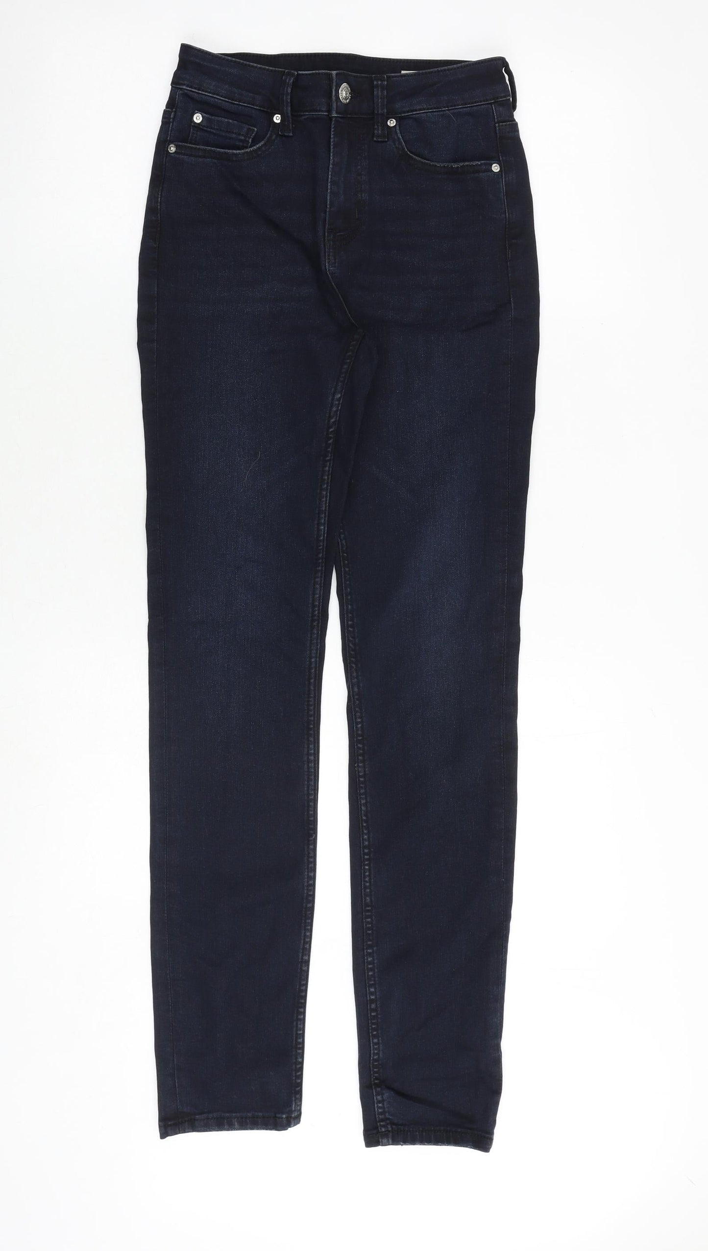Marks and Spencer Womens Blue Cotton Skinny Jeans Size 8 Regular Zip