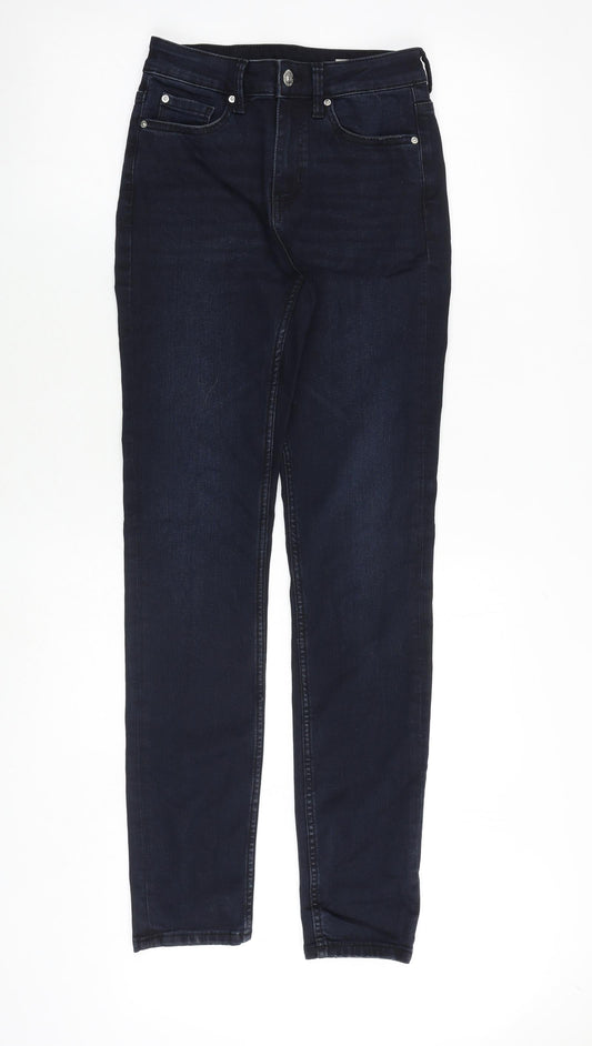 Marks and Spencer Womens Blue Cotton Skinny Jeans Size 8 Regular Zip