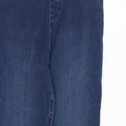 Close-up detail of Soon women’s blue cotton jegging jeans, size UK 12, regular