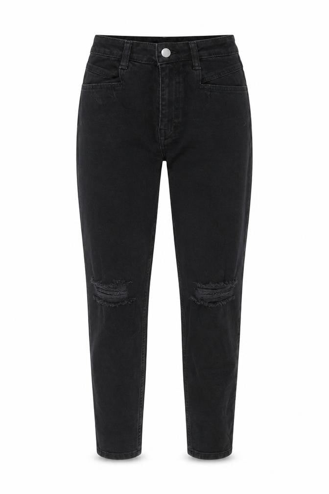 Dorothy Perkins Womens Black Cotton Tapered Jeans Size 6 Regular Zip