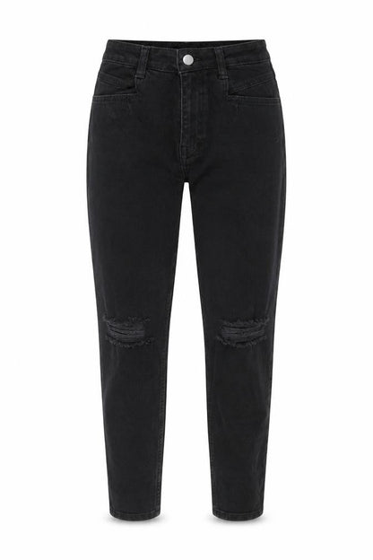 Dorothy Perkins Womens Black Cotton Tapered Jeans Size 6 Regular Zip