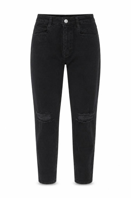 Dorothy Perkins Womens Black Cotton Tapered Jeans Size 6 Regular Zip