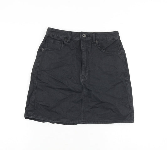 GU Jeans Womens Grey Cotton A-Line Skirt Size 26 in Zip